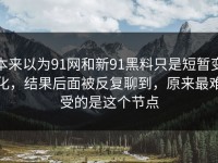 本来以为91网和新91黑料只是短暂变化，结果后面被反复聊到，原来最难受的是这个节点
