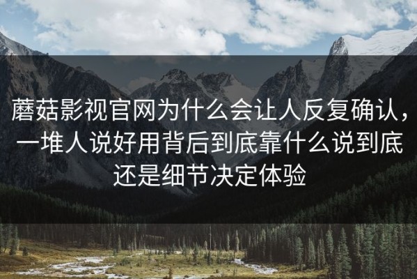 蘑菇影视官网为什么会让人反复确认，一堆人说好用背后到底靠什么说到底还是细节决定体验