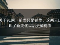 关于91网，前面只是铺垫，这两天出现了新变化以后更值得看