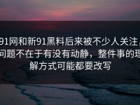 91网和新91黑料后来被不少人关注，问题不在于有没有动静，整件事的理解方式可能都要改写