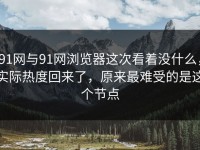 91网与91网浏览器这次看着没什么，实际热度回来了，原来最难受的是这个节点