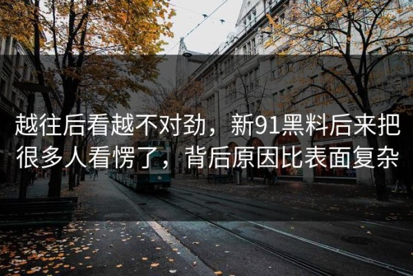 越往后看越不对劲，新91黑料后来把很多人看愣了，背后原因比表面复杂