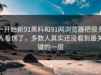 一开始新91黑料和91网浏览器把很多人看愣了，多数人其实还没看到最关键的一层
