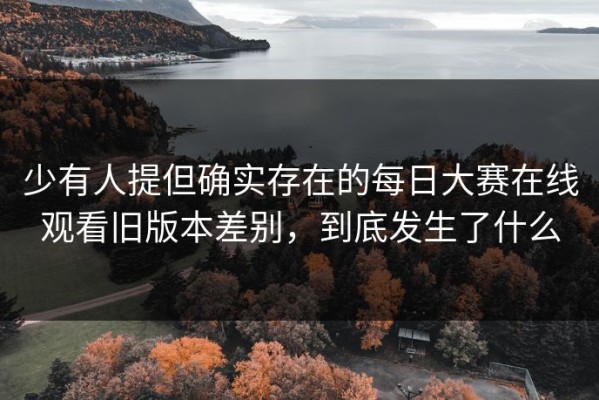 少有人提但确实存在的每日大赛在线观看旧版本差别，到底发生了什么