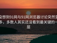 没想到91网与91网浏览器讨论突然变多，多数人其实还没看到最关键的一层