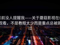 以前没人提醒我——关于蘑菇影视在线观看，不是教程太少而是重点总被跳过