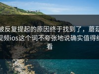 被反复提起的原因终于找到了，蘑菇视频ios这个词不夸张地说确实值得细看
