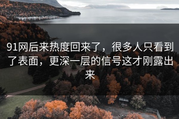 91网后来热度回来了，很多人只看到了表面，更深一层的信号这才刚露出来