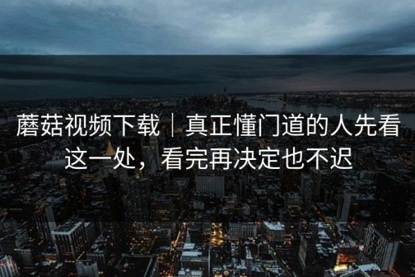 蘑菇视频下载｜真正懂门道的人先看这一处，看完再决定也不迟