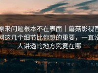 原来问题根本不在表面｜蘑菇影视官网这几个细节比你想的重要，一直没人讲透的地方究竟在哪
