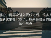 起初91网再次进入视线之后，很多人看到这里都沉默了，原来最难受的是这个节点