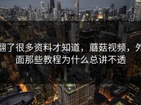 翻了很多资料才知道，蘑菇视频，外面那些教程为什么总讲不透