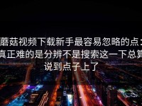 蘑菇视频下载新手最容易忽略的点：真正难的是分辨不是搜索这一下总算说到点子上了