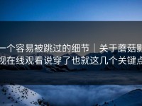 一个容易被跳过的细节｜关于蘑菇影视在线观看说穿了也就这几个关键点