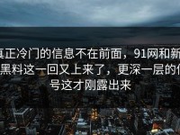 真正冷门的信息不在前面，91网和新91黑料这一回又上来了，更深一层的信号这才刚露出来