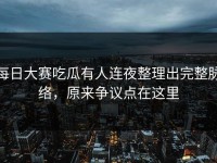 每日大赛吃瓜有人连夜整理出完整脉络，原来争议点在这里