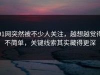 91网突然被不少人关注，越想越觉得不简单，关键线索其实藏得更深