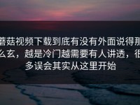 蘑菇视频下载到底有没有外面说得那么玄，越是冷门越需要有人讲透，很多误会其实从这里开始