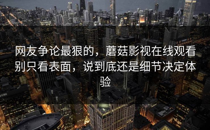 网友争论最狠的，蘑菇影视在线观看别只看表面，说到底还是细节决定体验