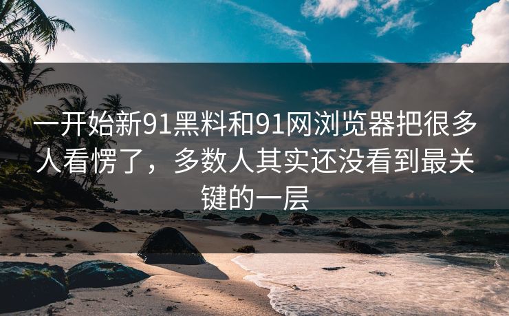 一开始新91黑料和91网浏览器把很多人看愣了，多数人其实还没看到最关键的一层