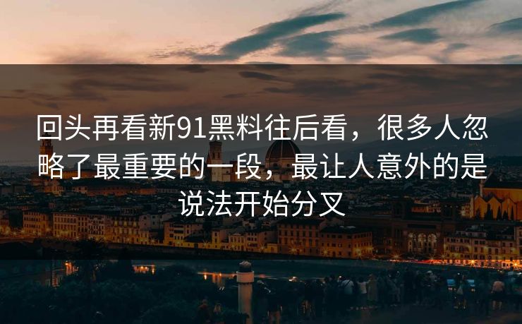 回头再看新91黑料往后看，很多人忽略了最重要的一段，最让人意外的是说法开始分叉