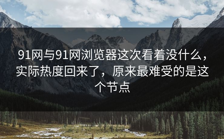 91网与91网浏览器这次看着没什么，实际热度回来了，原来最难受的是这个节点
