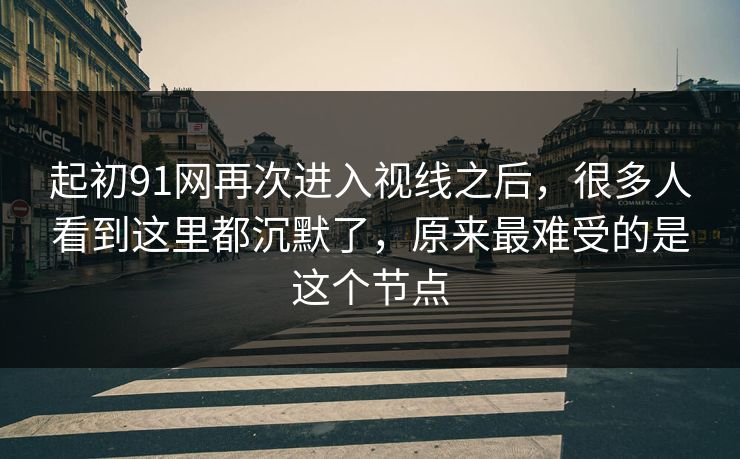 起初91网再次进入视线之后，很多人看到这里都沉默了，原来最难受的是这个节点