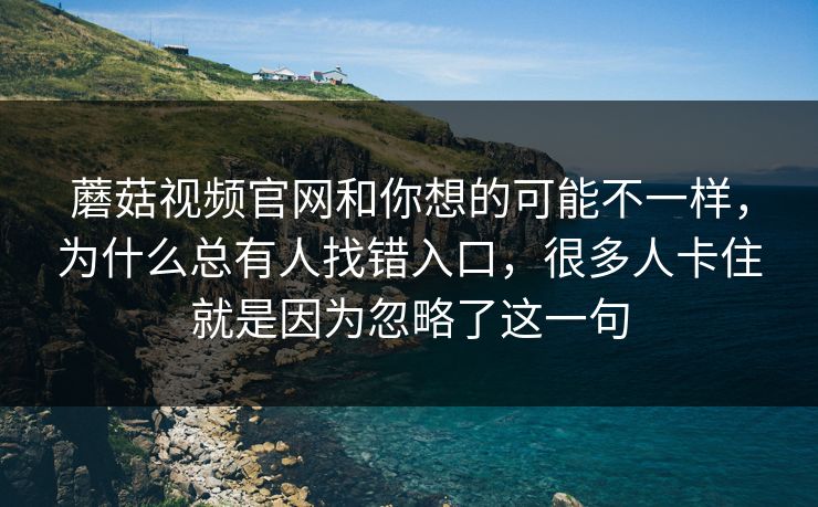蘑菇视频官网和你想的可能不一样，为什么总有人找错入口，很多人卡住就是因为忽略了这一句