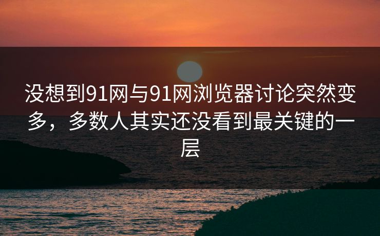 没想到91网与91网浏览器讨论突然变多，多数人其实还没看到最关键的一层