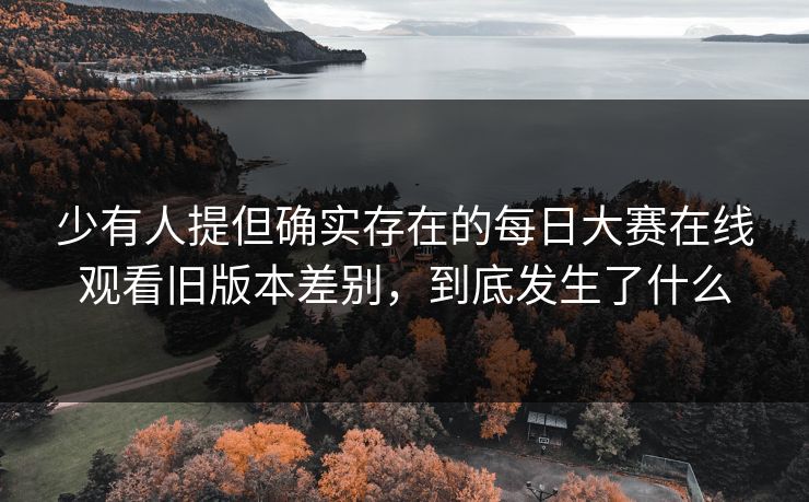 少有人提但确实存在的每日大赛在线观看旧版本差别，到底发生了什么