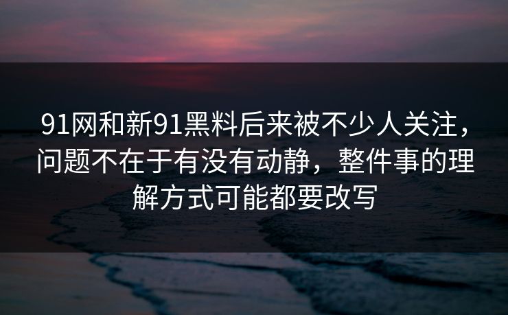 91网和新91黑料后来被不少人关注，问题不在于有没有动静，整件事的理解方式可能都要改写